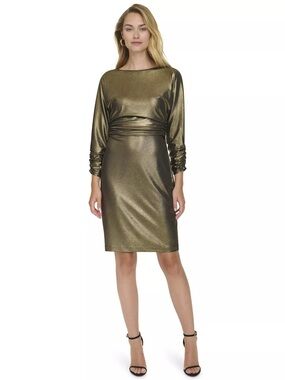 NWT Harper Rose Metallic Gold Midi Dress
